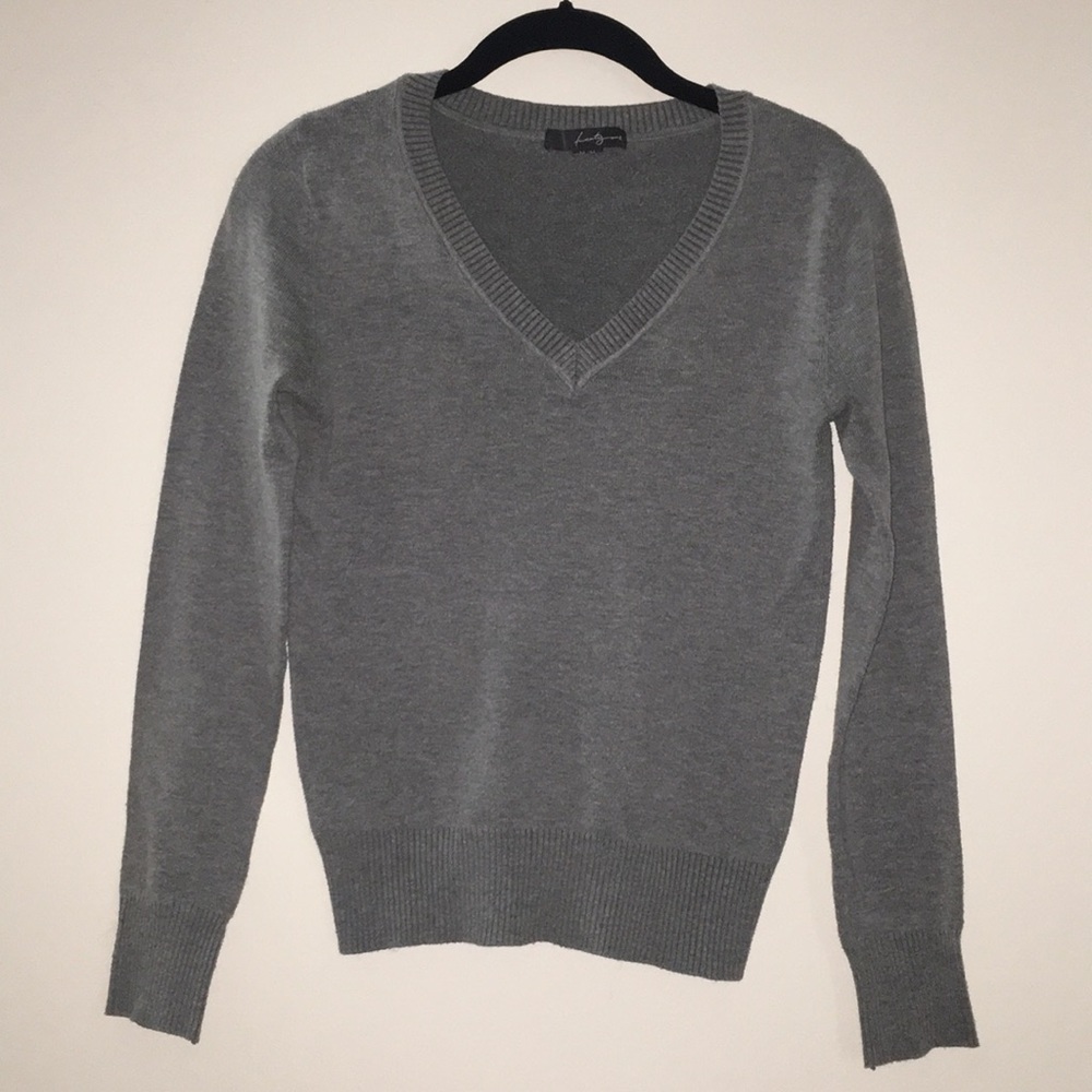 Grey Ribbed Cuff Sweater